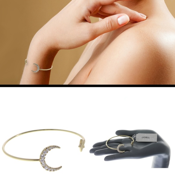 Lydell gold & crystal moon & star bangle bracelet - Picture 4 of 4